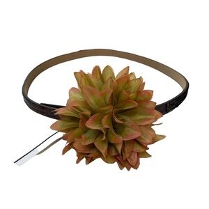NWT Loft Live LOVE LOFT Flower Sequins Belt brown w yellow flower Sz S